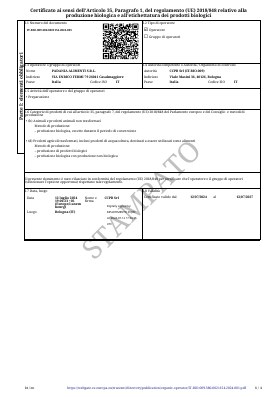 Padania Alimenti Organic Certificate