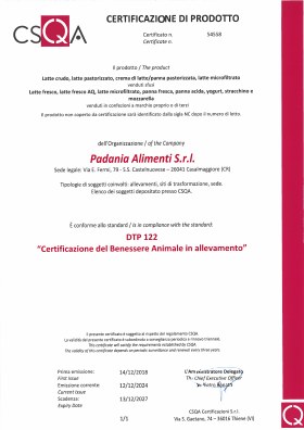 DTP 122 Animal Welfare Certification